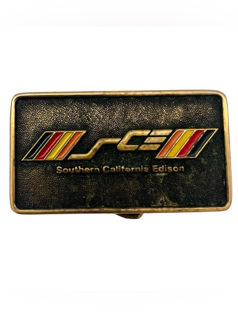 Vintage 1985 Southern California Edison Logo Brass Belt Buckle